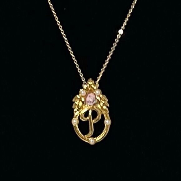 Avon Gold and Pink Floral Necklace - Picture 3 of 7